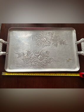Aged aluminum floral tray